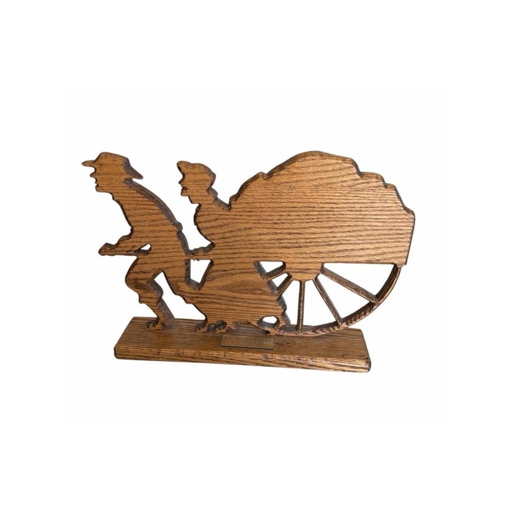 Decor Vintage Handcrafted Pioneer Wagon Folk Art Cabincore Signed